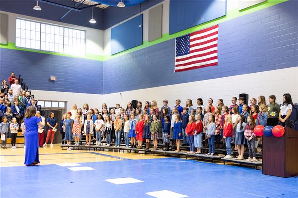 School-wide assembly with Veterans and their families. 